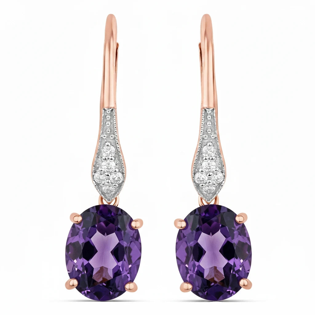 Lightweight Oval Cut Diamond Accent Drop Earrings