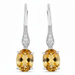 Lightweight Oval Cut Diamond Accent Drop Earrings