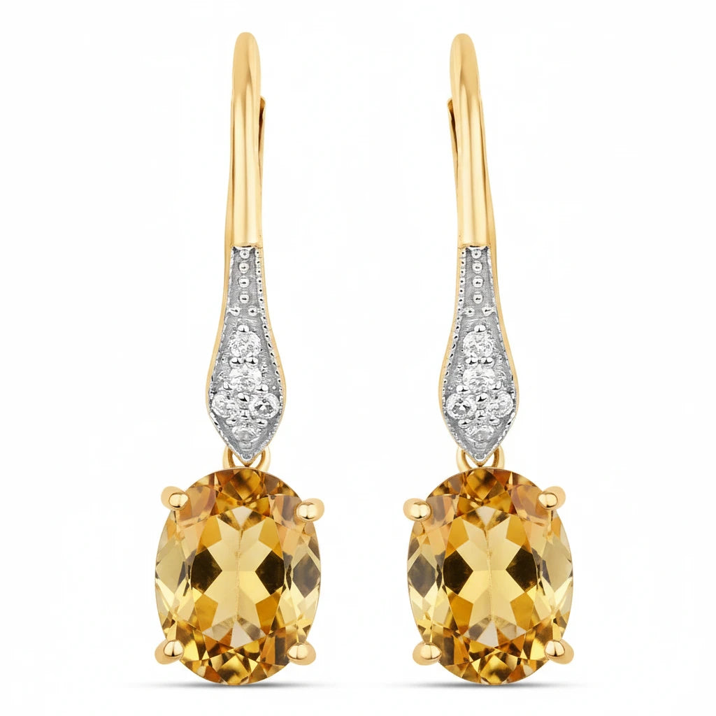 Lightweight Oval Cut Diamond Accent Drop Earrings