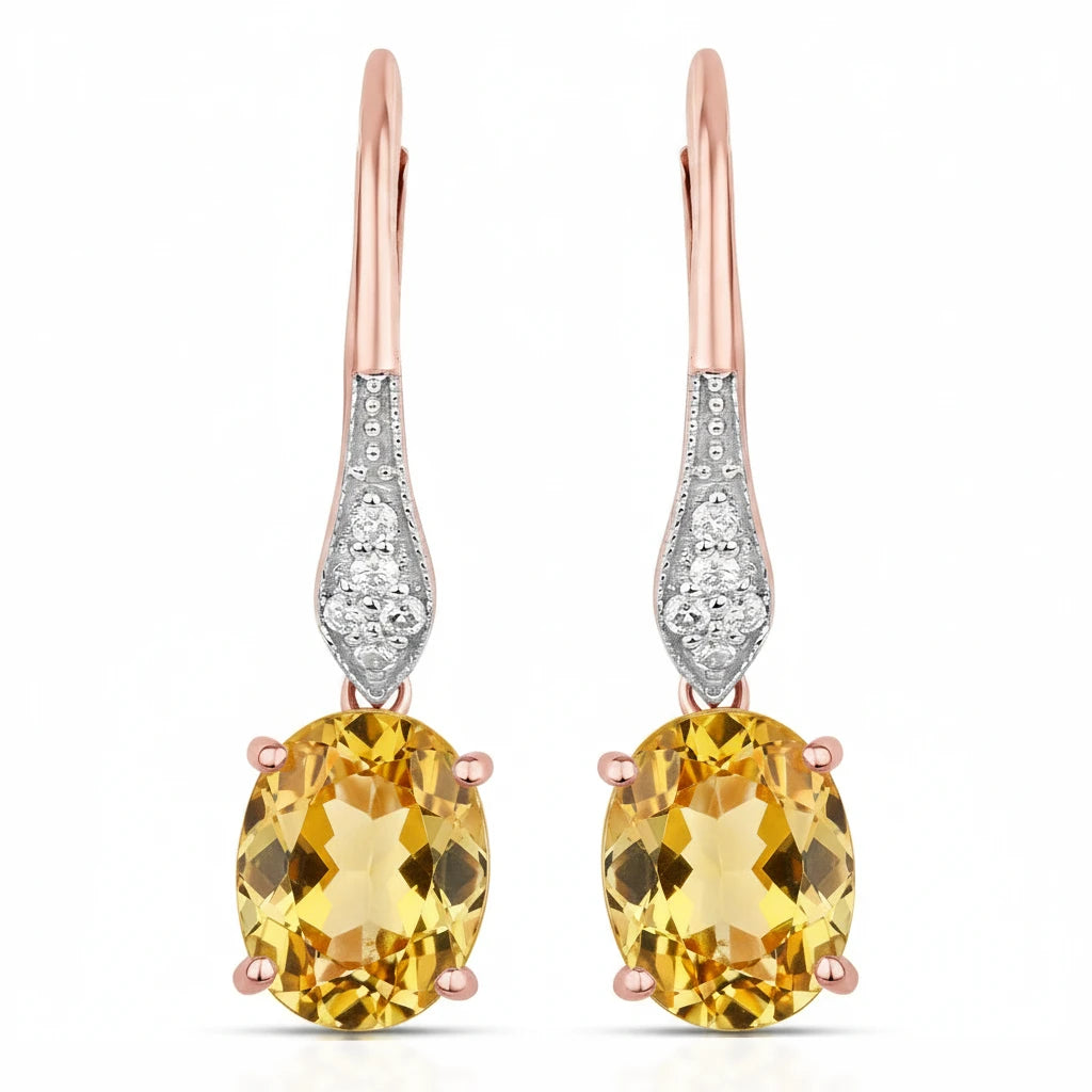 Lightweight Oval Cut Diamond Accent Drop Earrings