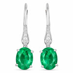 Lightweight Oval Cut Diamond Accent Drop Earrings