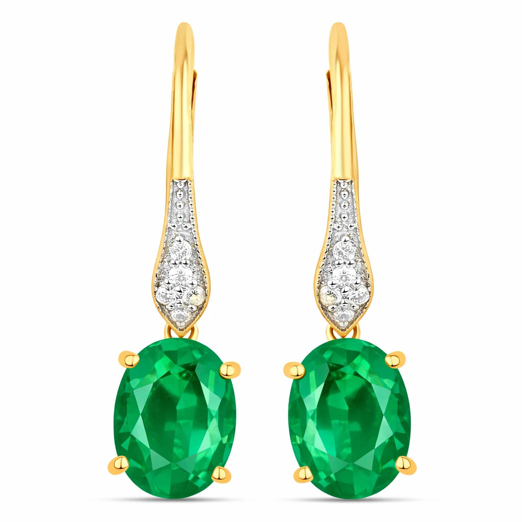 Lightweight Oval Cut Diamond Accent Drop Earrings