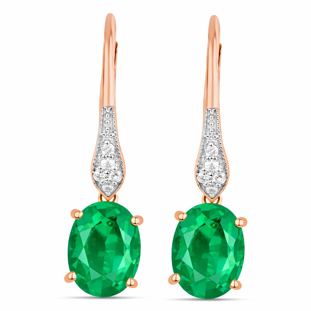 Lightweight Oval Cut Diamond Accent Drop Earrings