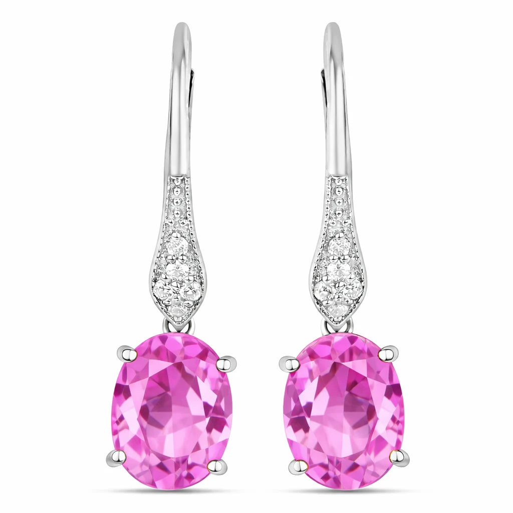 Lightweight Oval Cut Diamond Accent Drop Earrings