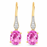 Lightweight Oval Cut Diamond Accent Drop Earrings