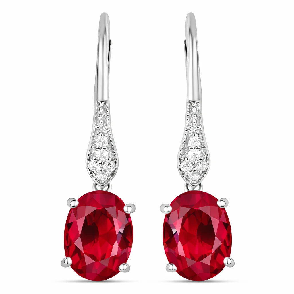 Lightweight Oval Cut Diamond Accent Drop Earrings