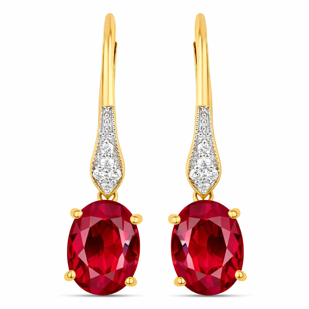 Lightweight Oval Cut Diamond Accent Drop Earrings