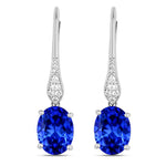 Lightweight Oval Cut Diamond Accent Drop Earrings