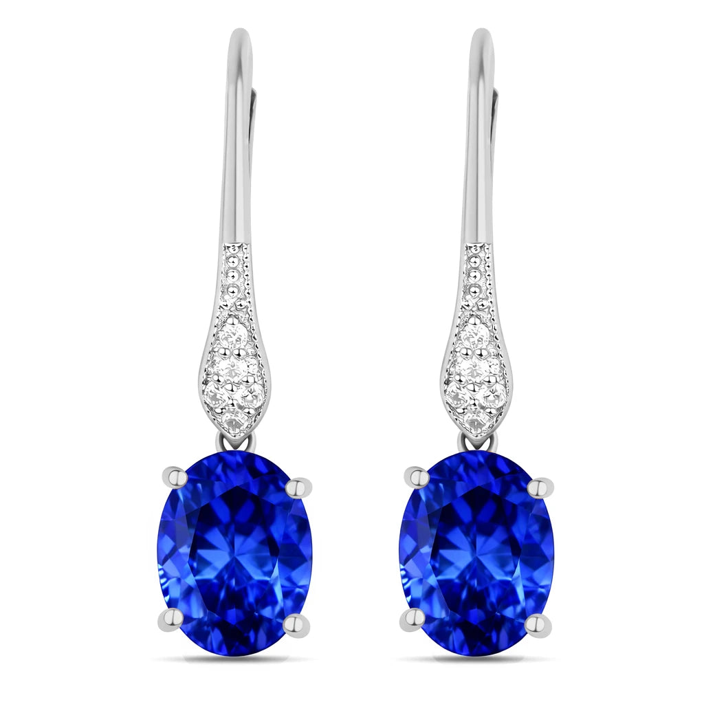 Lightweight Oval Cut Diamond Accent Drop Earrings