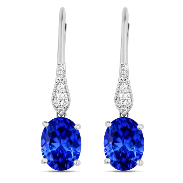 Lightweight Oval Cut Diamond Accent Drop Earrings