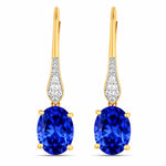 Lightweight Oval Cut Diamond Accent Drop Earrings