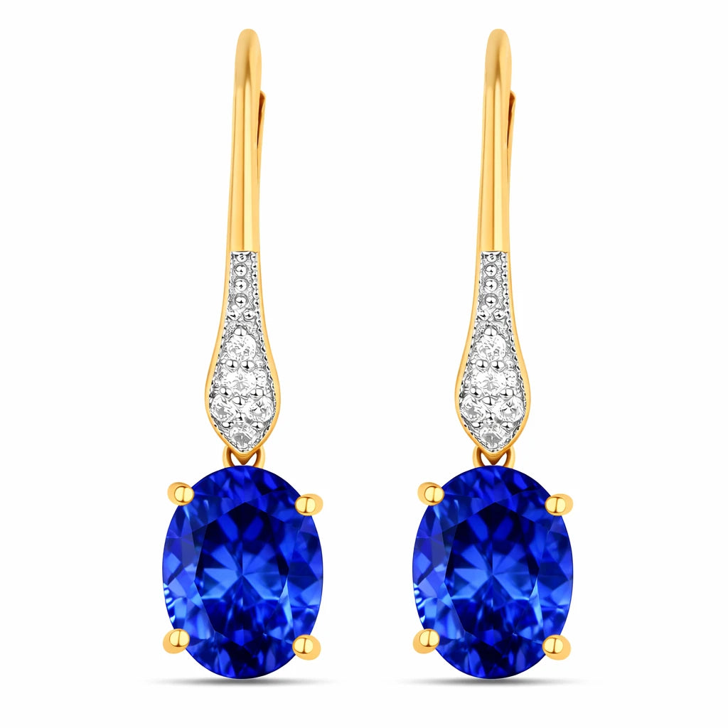 Lightweight Oval Cut Diamond Accent Drop Earrings