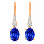 Lightweight Oval Cut Diamond Accent Drop Earrings