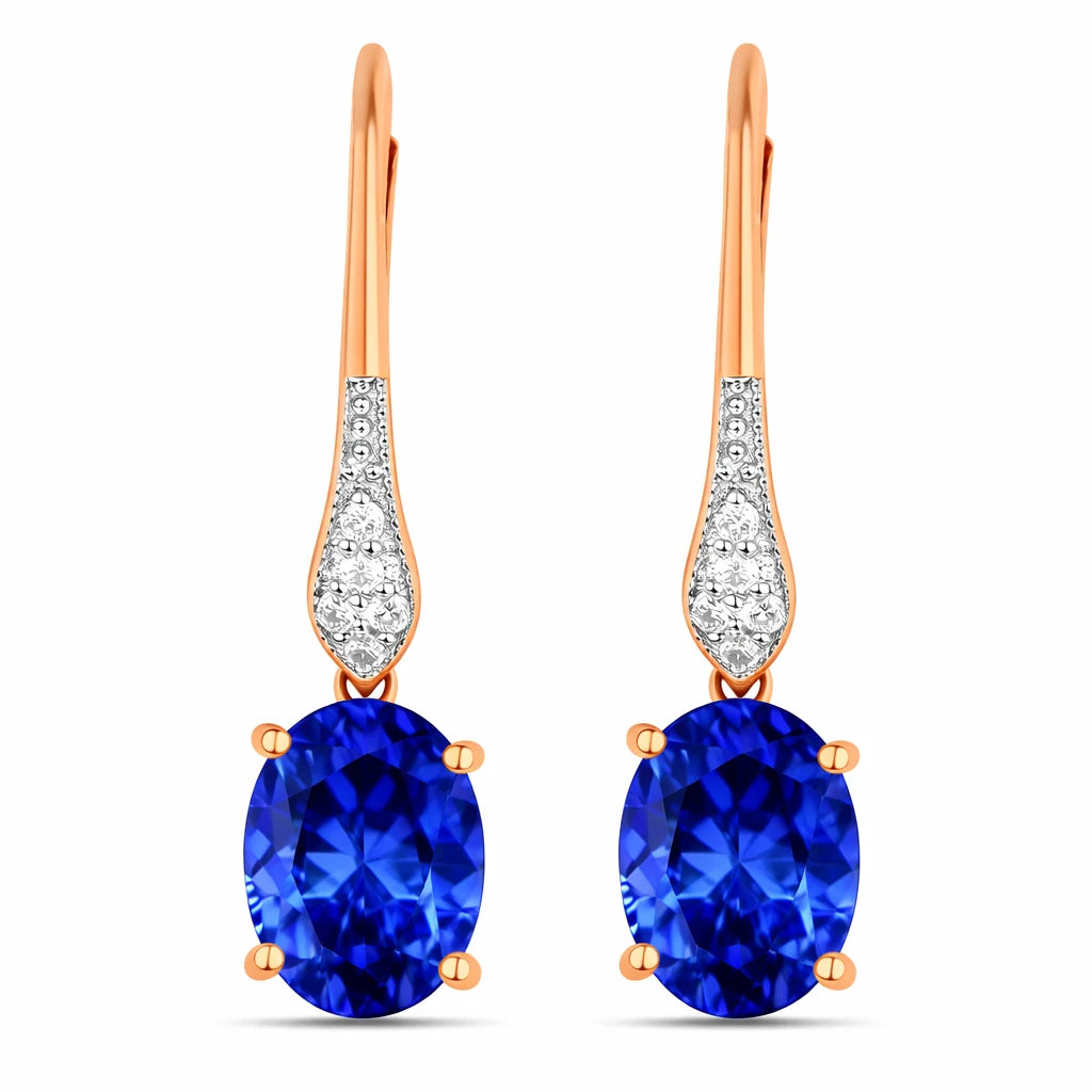 Lightweight Oval Cut Diamond Accent Drop Earrings