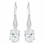 Lightweight Oval Cut Diamond Accent Drop Earrings