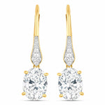 Lightweight Oval Cut Diamond Accent Drop Earrings