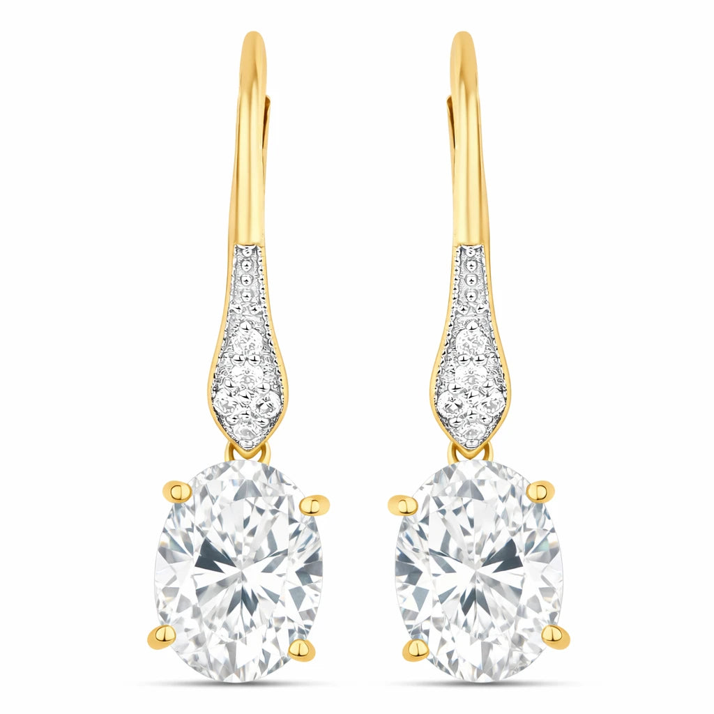 Lightweight Oval Cut Diamond Accent Drop Earrings