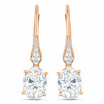 Lightweight Oval Cut Diamond Accent Drop Earrings