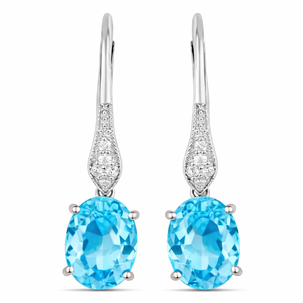 Lightweight Oval Cut Diamond Accent Drop Earrings