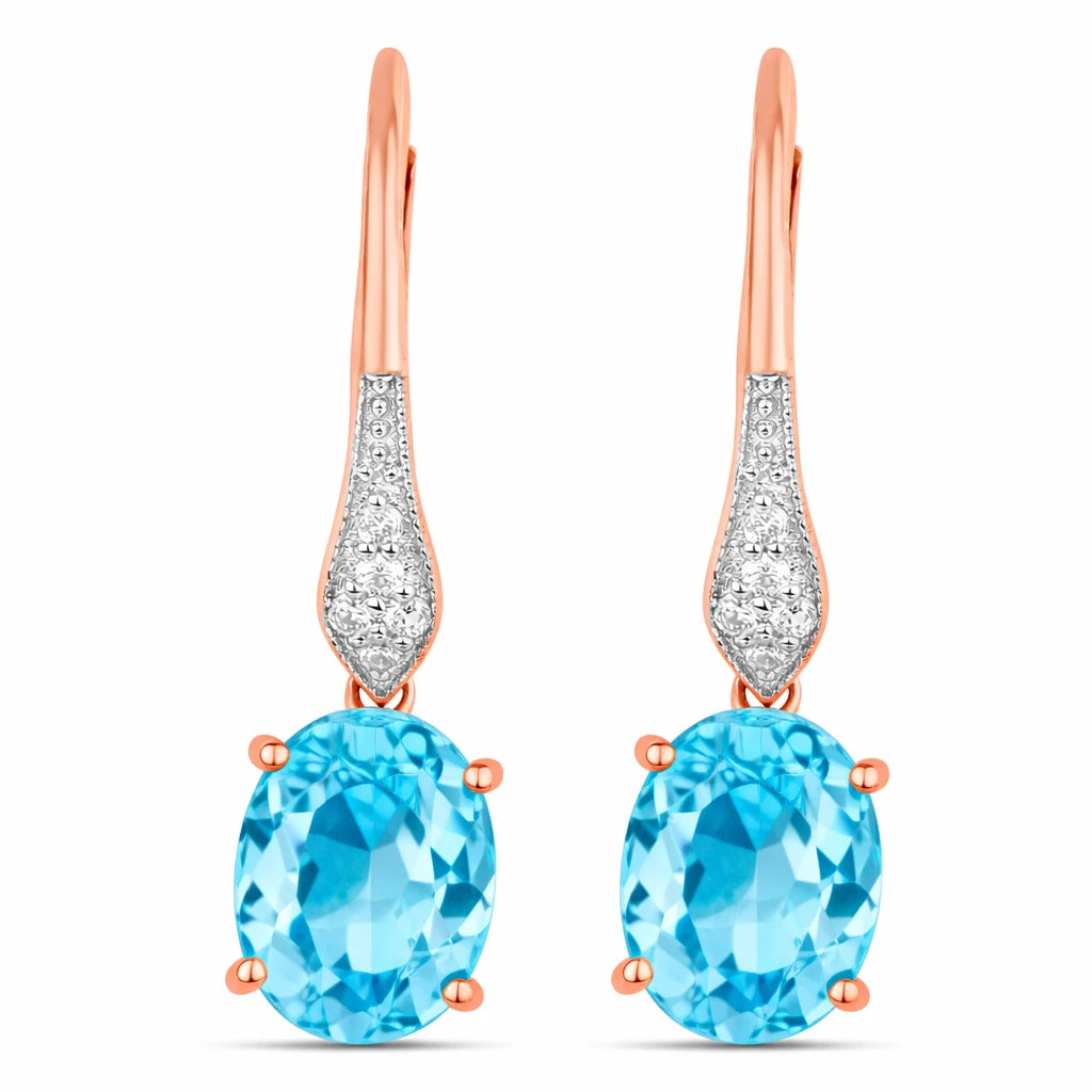 Lightweight Oval Cut Diamond Accent Drop Earrings