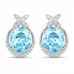 Floral Oval and Diamond Accented Cocktail Earrings
