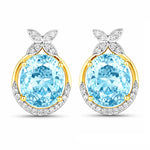 Floral Oval and Diamond Accented Cocktail Earrings
