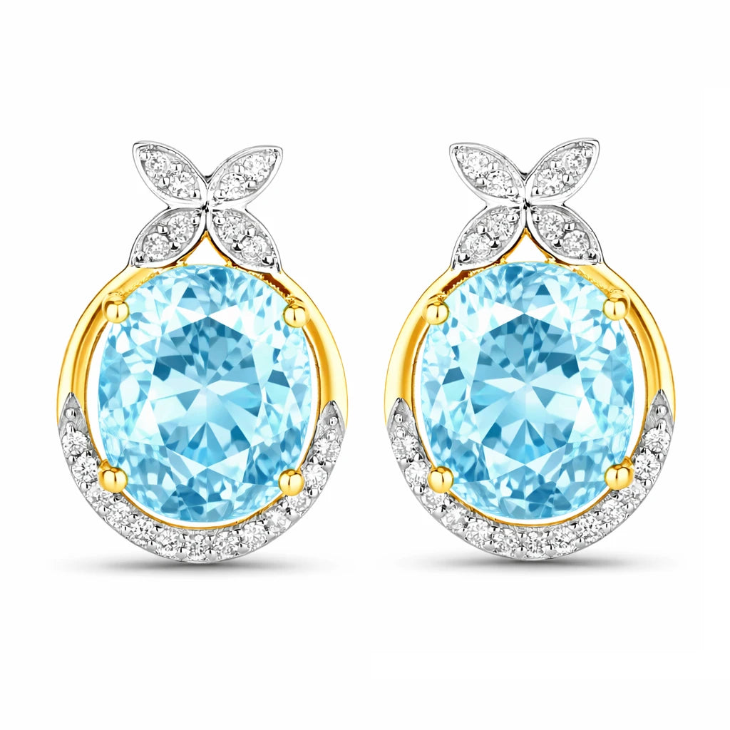 Floral Oval and Diamond Accented Cocktail Earrings