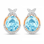 Floral Oval and Diamond Accented Cocktail Earrings