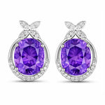 Floral Oval and Diamond Accented Cocktail Earrings