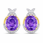 Floral Oval and Diamond Accented Cocktail Earrings