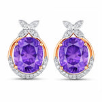 Floral Oval and Diamond Accented Cocktail Earrings