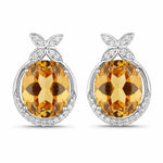 Floral Oval and Diamond Accented Cocktail Earrings