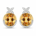 Floral Oval and Diamond Accented Cocktail Earrings