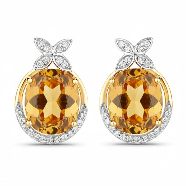 Floral Oval and Diamond Accented Cocktail Earrings