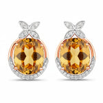 Floral Oval and Diamond Accented Cocktail Earrings
