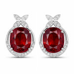 Floral Oval and Diamond Accented Cocktail Earrings