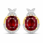 Floral Oval and Diamond Accented Cocktail Earrings
