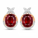 Floral Oval and Diamond Accented Cocktail Earrings