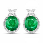 Floral Oval and Diamond Accented Cocktail Earrings