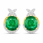 Floral Oval and Diamond Accented Cocktail Earrings