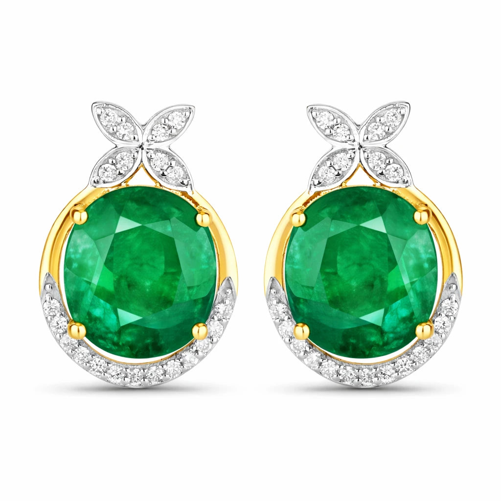 Floral Oval and Diamond Accented Cocktail Earrings