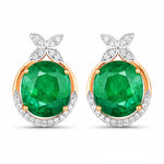 Floral Oval and Diamond Accented Cocktail Earrings