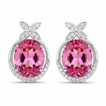 Floral Oval and Diamond Accented Cocktail Earrings