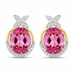 Floral Oval and Diamond Accented Cocktail Earrings