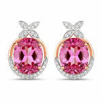 Floral Oval and Diamond Accented Cocktail Earrings