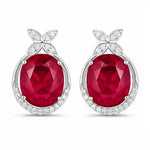 Floral Oval and Diamond Accented Cocktail Earrings