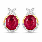 Floral Oval and Diamond Accented Cocktail Earrings