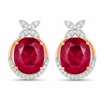 Floral Oval and Diamond Accented Cocktail Earrings