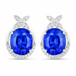 Floral Oval and Diamond Accented Cocktail Earrings