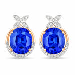 Floral Oval and Diamond Accented Cocktail Earrings